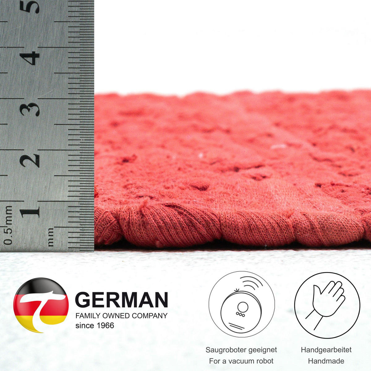 FLECKERLTEPPICH Chindi 40x60 cm - Rot, Textil (40/60cm) - Rug and Roll