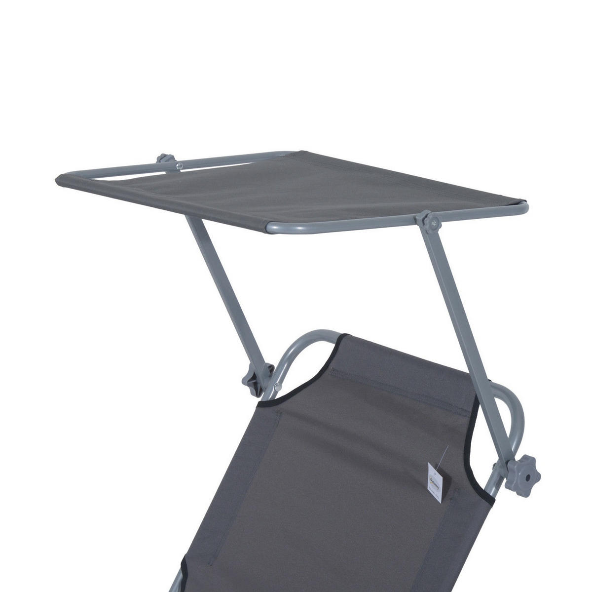 GARTENLIEGE 187/58/36 cm grau aus Metall klappbar mit Sonnendach - Grau, Metall (187/36/58cm) - OKWISH
