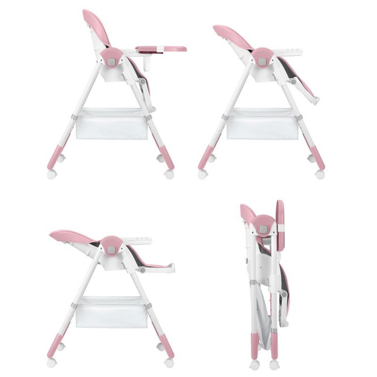 HOCHSTUHL Spicy+ faltbar rosa höhenverstellbar Fußstütze Räder Korb - Rosa, Metall (51/103/71cm) - Kikka boo