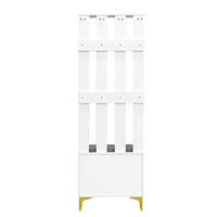 GARDEROBENSET 60,5/35,2/180,5 cm aus Spanplatte mit Push-to-open, verstellbaren Regalen und Sitzkissen, Weiß - Weiß, Holzwerkstoff (60.5/180.5/35.2cm) - Redom