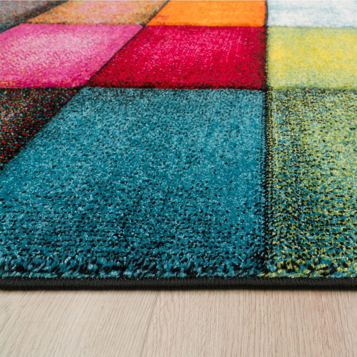 TEPPICH Kurzflor Karos Wohnzimmer schmutzabweisend Mehrfarbig Rechteckig 200x290 - Multicolor, Textil (290/200cm) - KADIMA DESIGN