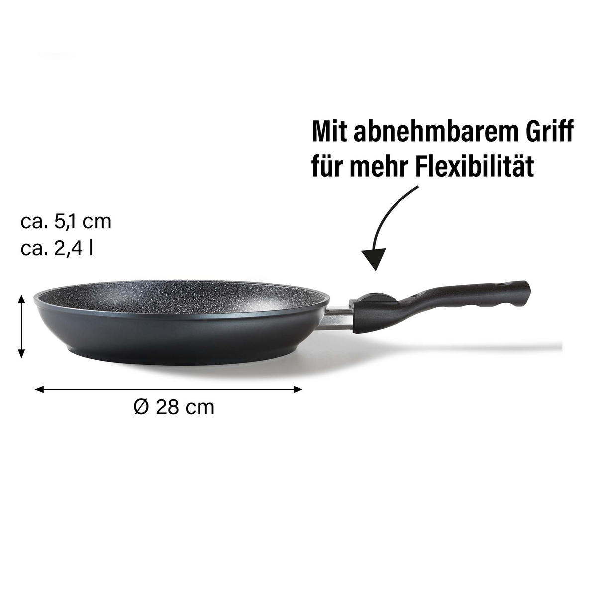 BRATPFANNE - Grau, Metall (28cm) - Stoneline