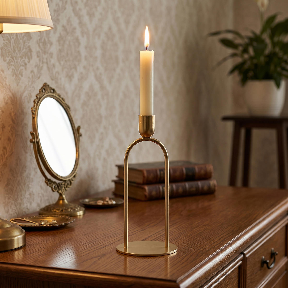 KERZENSTÄNDER aus Metall 8/8/20 cm - Goldfarben, Metall (8/20/8cm) - Home Styling Collection