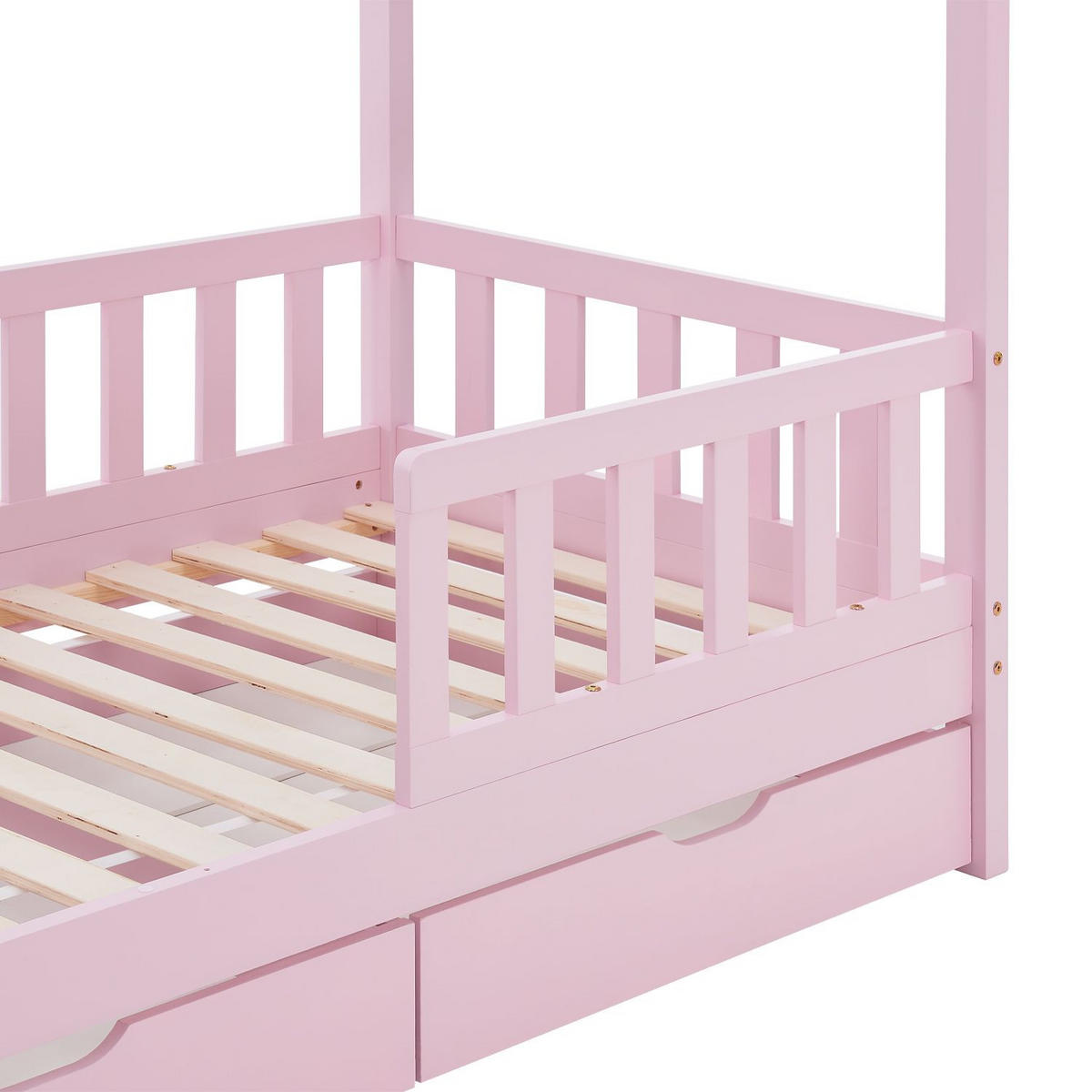 KINDERBETT Marli rosa 80x160 cm mit Bettkasten - Rosa, Holz (80/160cm) - Juskys