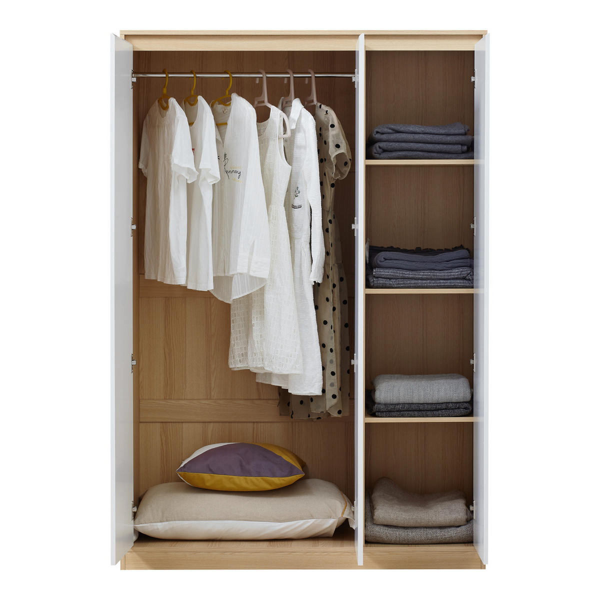 KLEIDERSCHRANK Bastheim - Eichefarben/Weiß, Holzwerkstoff (120/176/52cm) - [en.casa]