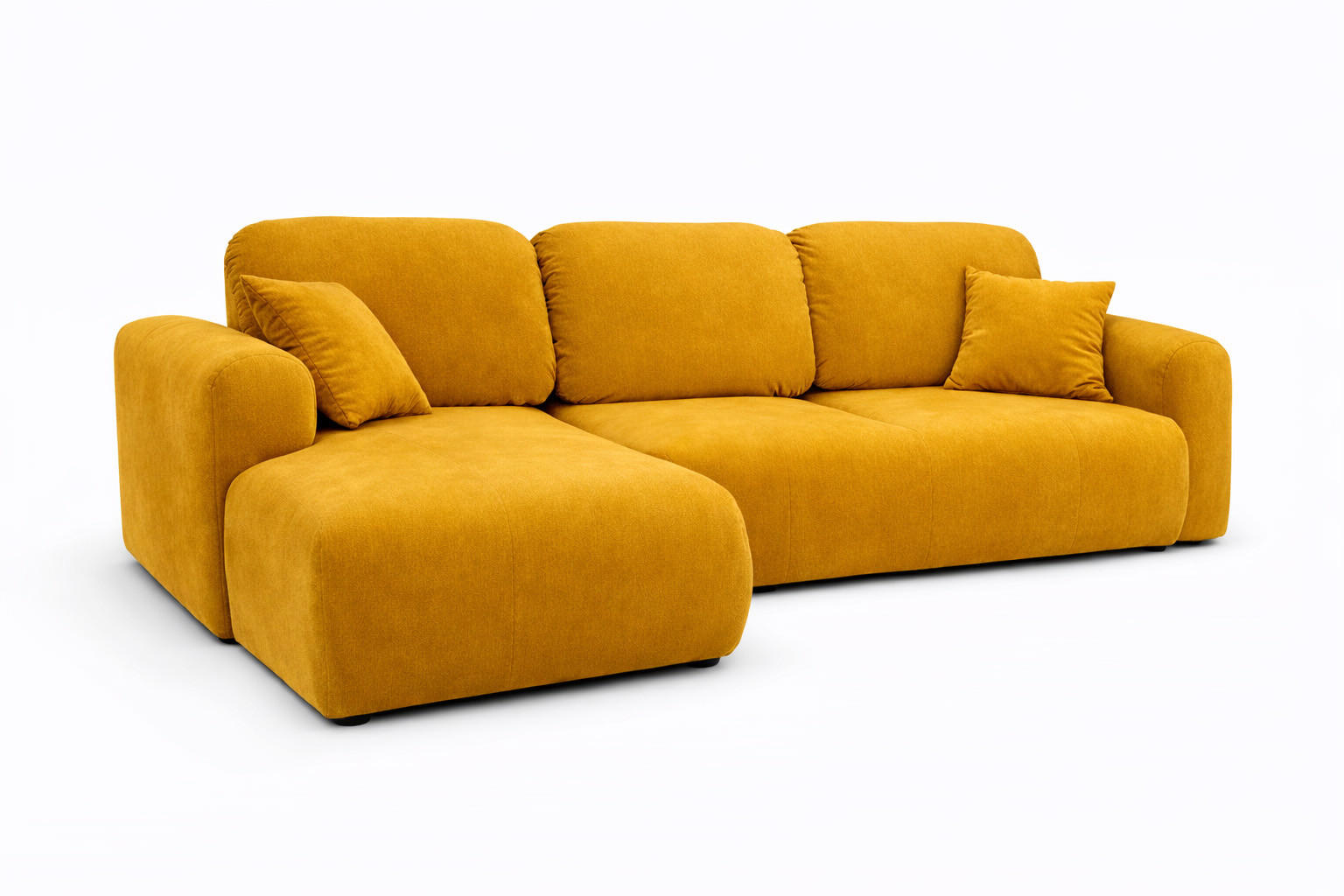 ECKSOFA Mit Schlaffunktion Und Bettkasten, Sofa L-Form Bingo L, Veloursstoff Salvador, Gelb, Links - Gelb, Holz (250/142cm) - Kaiser Möbel