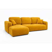 ECKSOFA Mit Schlaffunktion Und Bettkasten, Sofa L-Form Bingo L, Veloursstoff Salvador, Gelb, Links - Gelb, Holz (250/142cm) - Kaiser Möbel