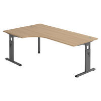 SCHREIBTISCH Serie-O 120/200/74 cm in Eichefarben/Graphitfarben - Eichefarben/Graphitfarben, Holzwerkstoff (120/200/74cm) - bümö
