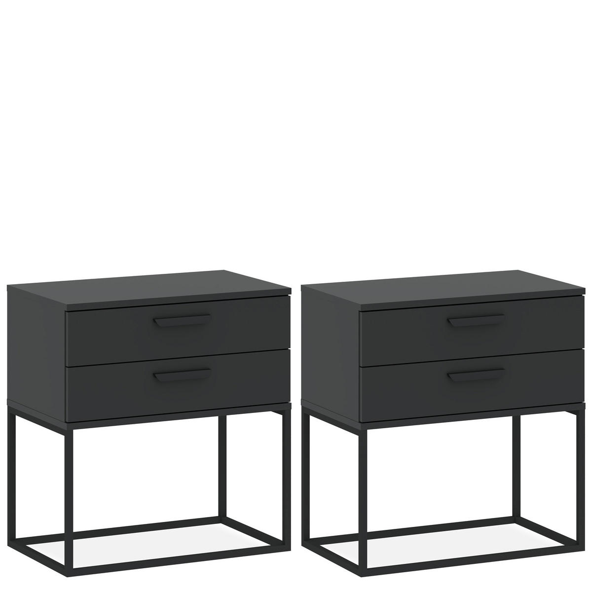 NACHTTISCH RECTUS 2-er Set - Anthrazit/Schwarz, Holzwerkstoff (60/65/39cm) - KONSIMO®
