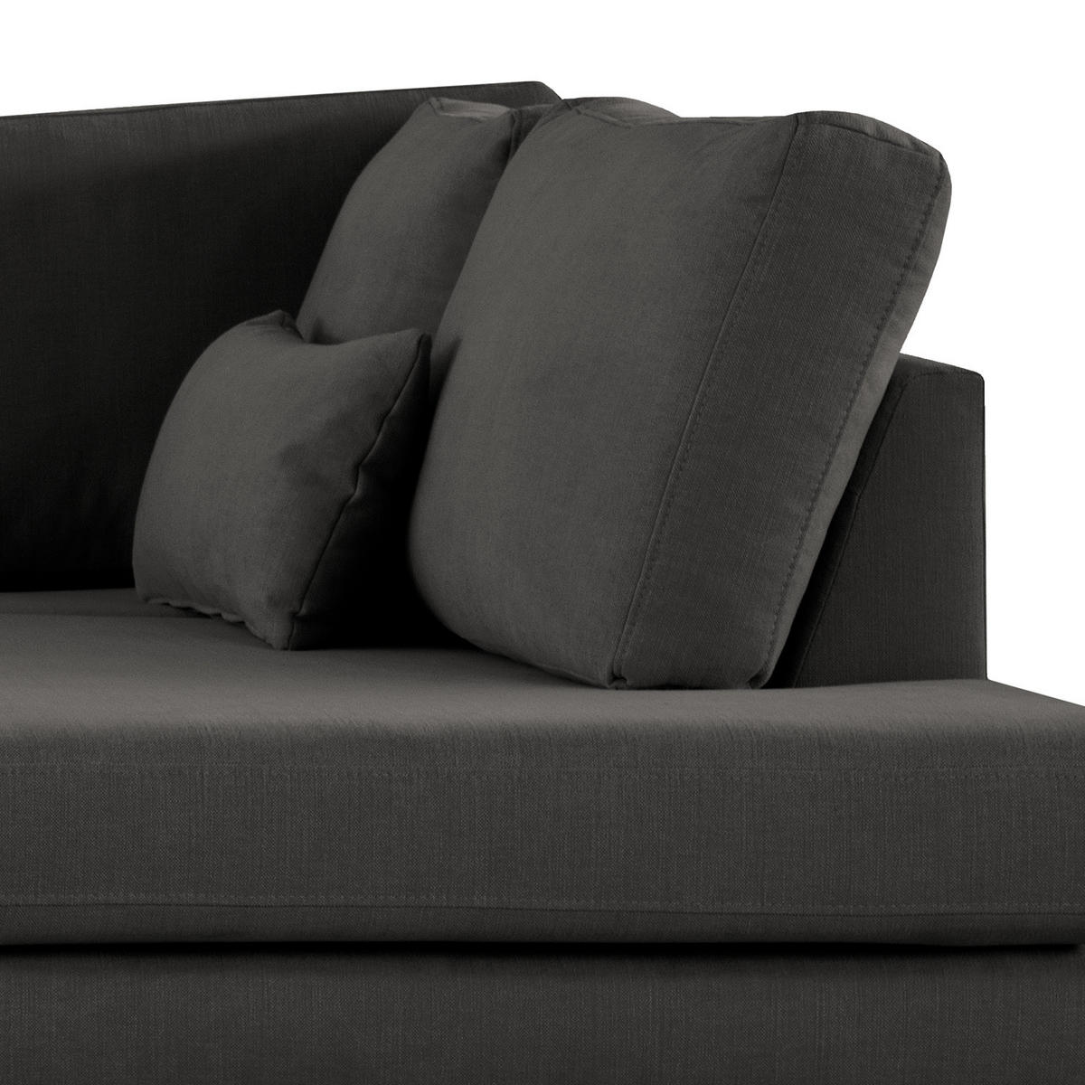 ECKSOFA mit Ottomane - Anthrazit/Buchefarben, Buchenholz/Textil (287/219cm) - home24