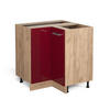 ECKUNTERSCHRANK R-Line Bordeaux Hochglanz 75.6 cm AP Marmor - Bordeaux/Eiche Wotan, Holzwerkstoff (75.6/81.6/60cm) - Vicco