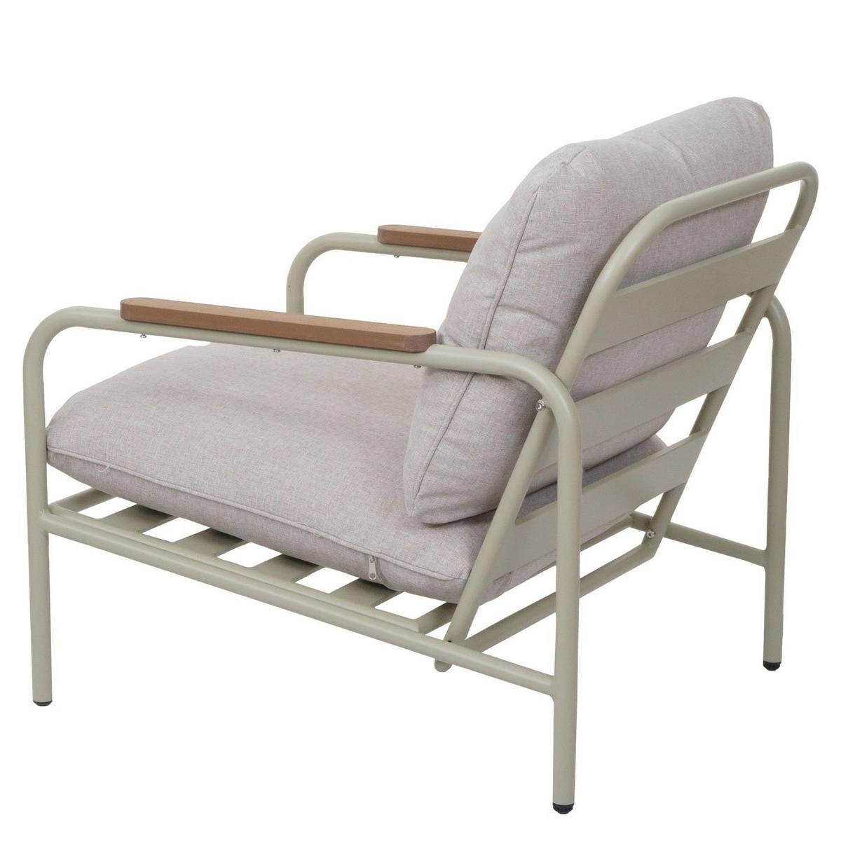 GARTENSESSEL aus Aluminium HxBxT 81x68x88cm Sitzhöhe 46cm Olefin Stoff/Textil (205 g/m²) Hellgrün Polster Beige - Grün, Metall (68/81/88cm) - PROREGAL