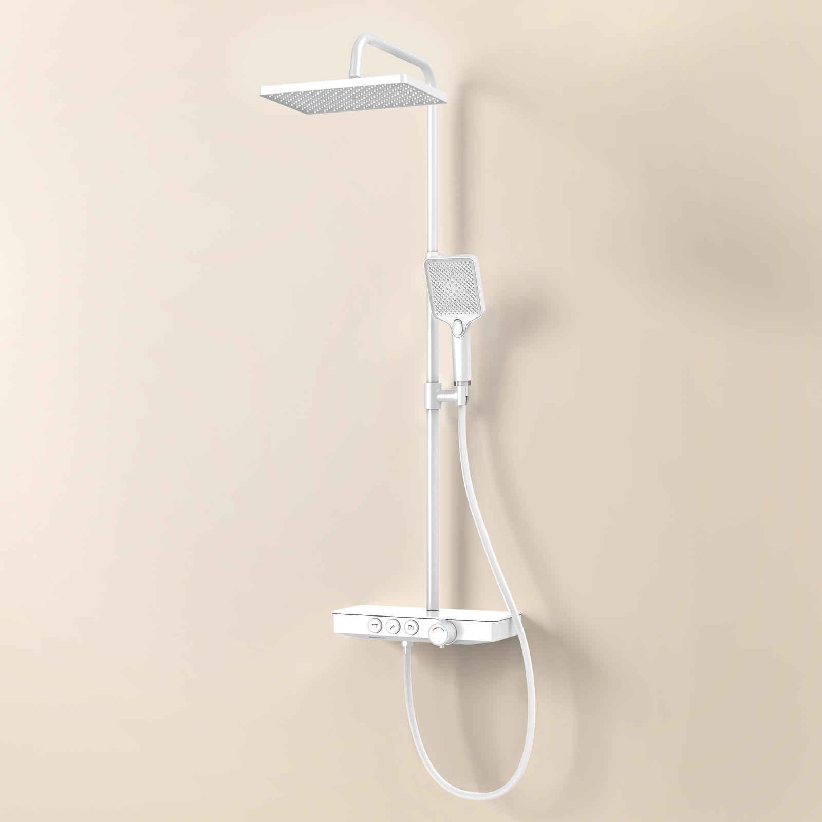 ÜBERKOPFBRAUSESET mit Dreiwege-Thermostatmischventil Regendusche Weiß - Weiß, Metall (36/106.6/48.7cm) - EMKE