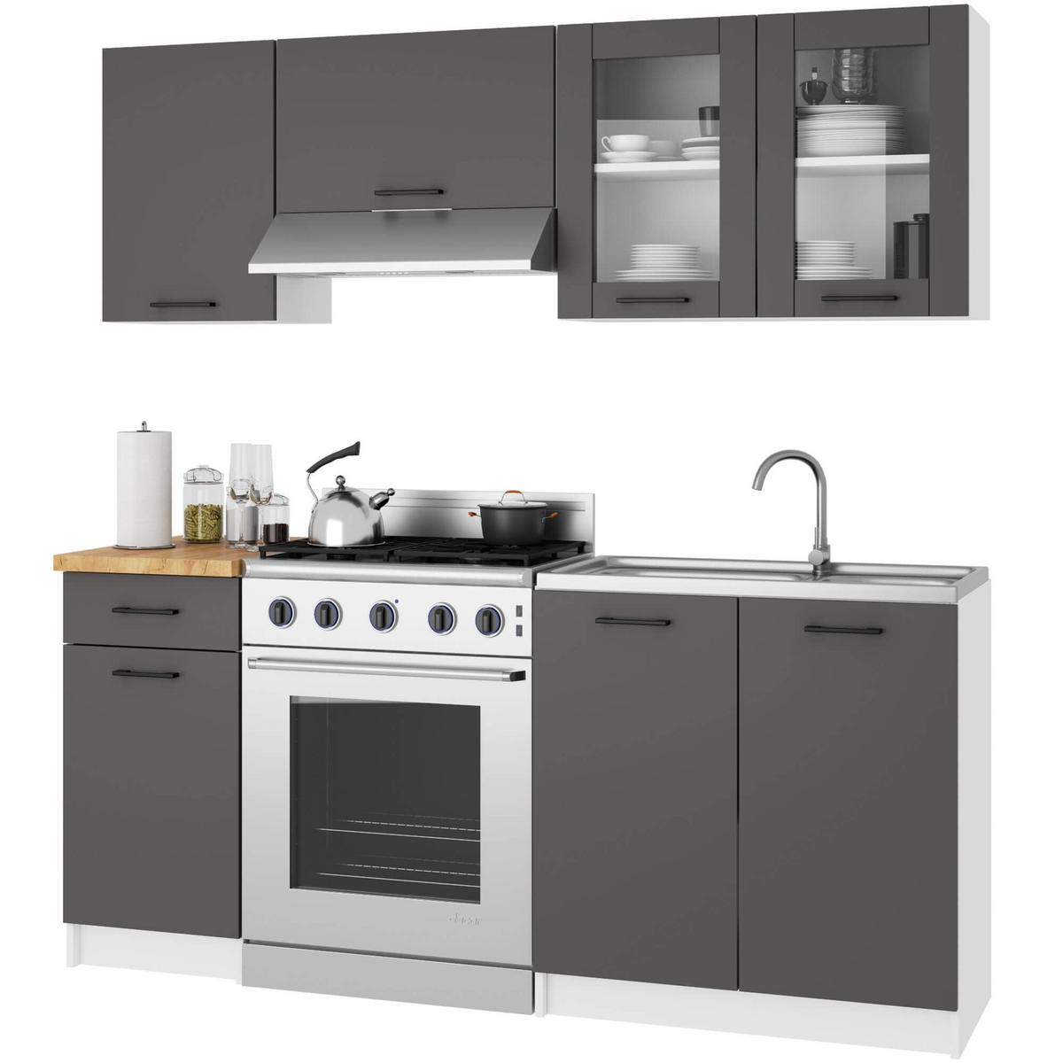 HÄNGESCHRANK Weiß, Graphit Grau 58/80/30,5 - Weiß/Grau, Holzwerkstoff (80/58/30cm) - RAUMHIRSCH FURNITURE