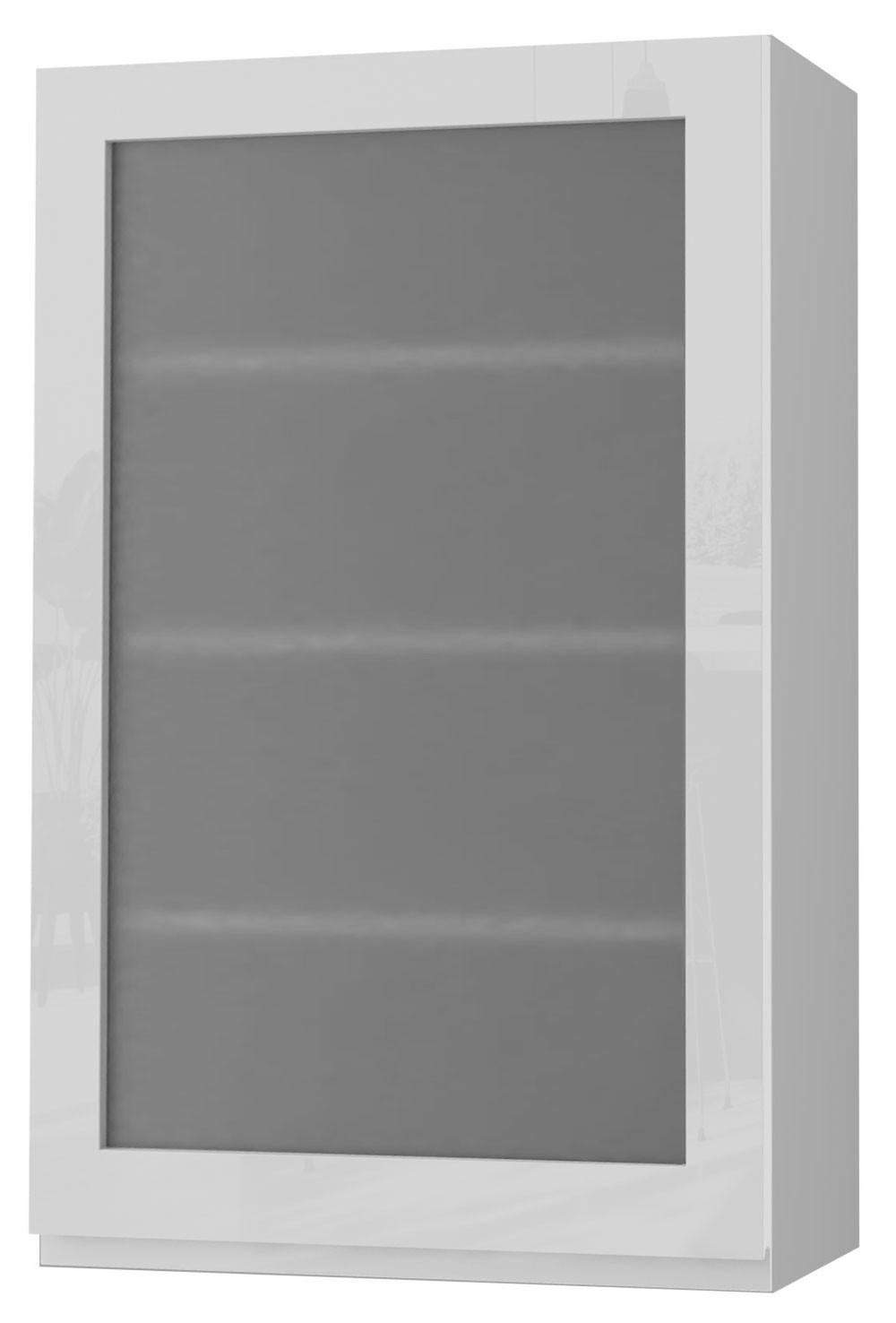 HÄNGESCHRANK Florence W4S/60 Grau / RAL 9003 signalweiß HG 60 / 32,5 / 96cm - Türanschlag rechts - Weiß Hochglanz/Grau, Holz/Holzwerkstoff (60/96/32.5cm) - Feldmann-Wohnen
