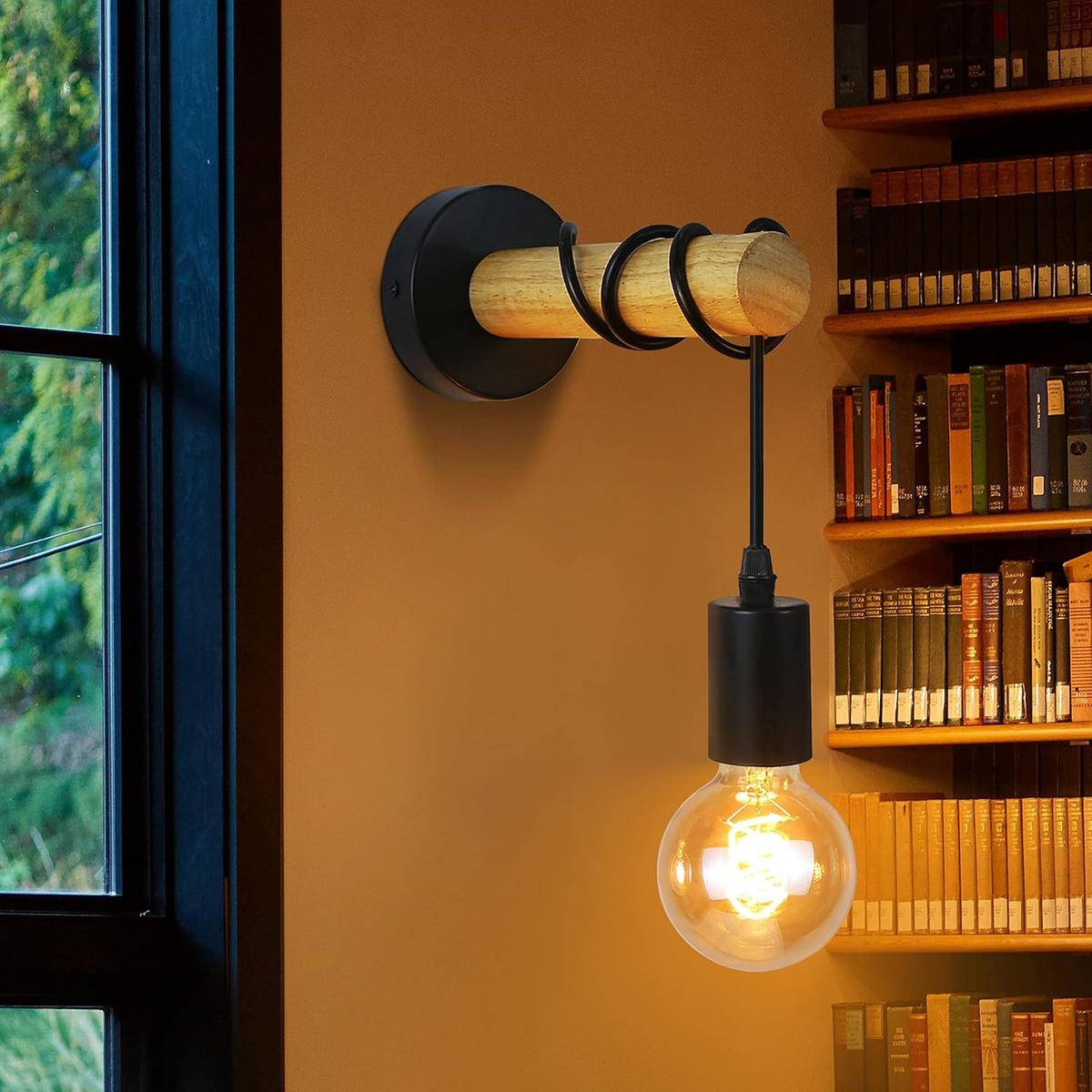 WANDLEUCHTE Brass 20/10/10 cm - Schwarz, Holz (10/10/20cm) - ZMH