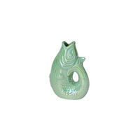 VASE Monsieur Carafon XS, Fisch-Form, Steingut, Rainbow Mint, 13 cm - Grün, Keramik (5cm) - Gift Company
