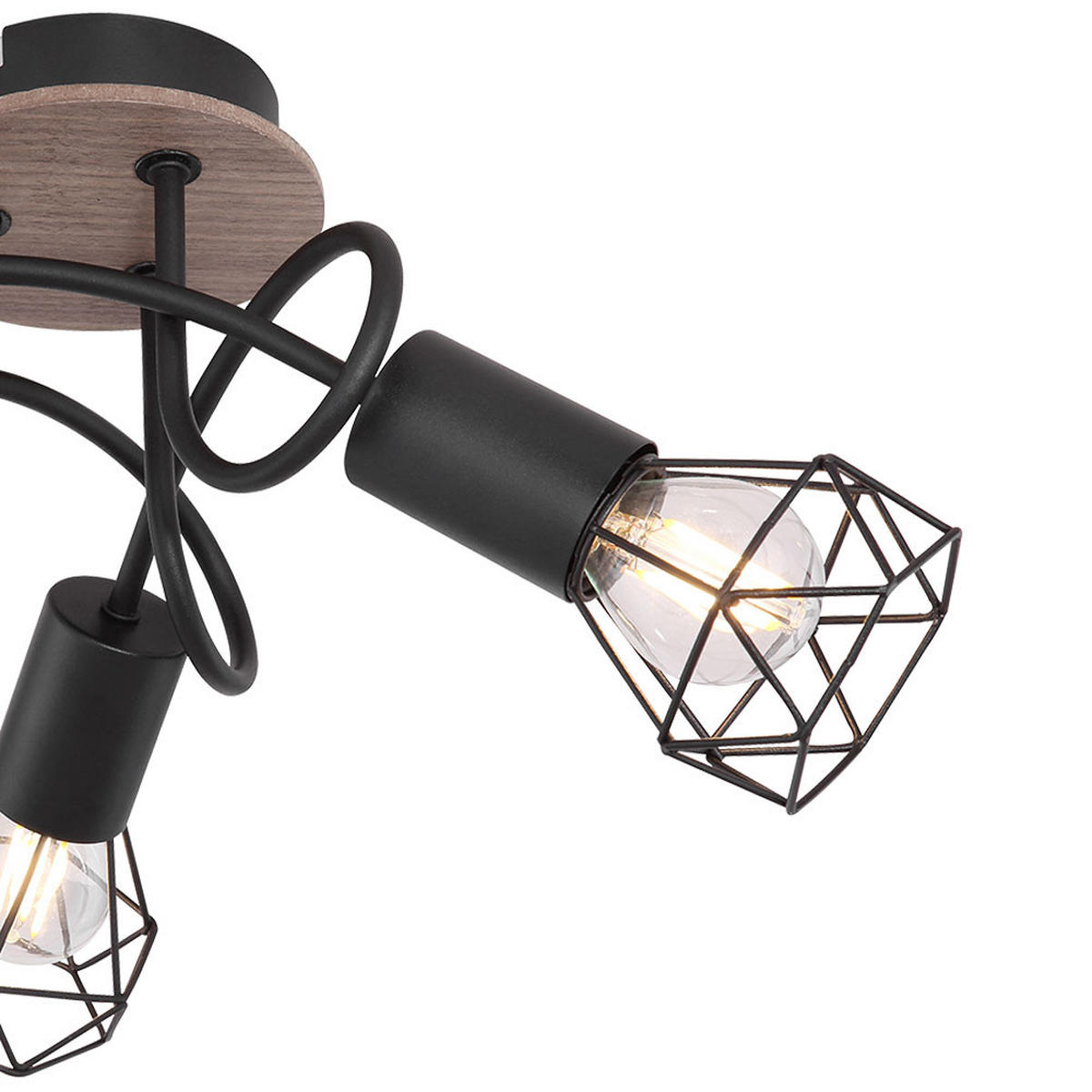 DECKENLEUCHTE Holzoptik Schwarz verstellbar - Schwarz, Holz (38/38/21cm) - Globo Lighting