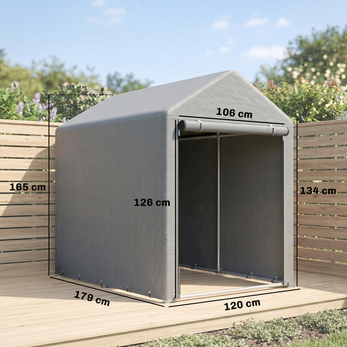 CARPORT Dunkelgrau 1 Stück - Dunkelgrau, Kunststoff/Metall (120/165/179cm) - GiPP