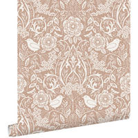 TAPETE Blumen und Vögel im Jugendstil 53 cm x 10.05 m - Orange, Papier (53/1000cm) - ESTAhome