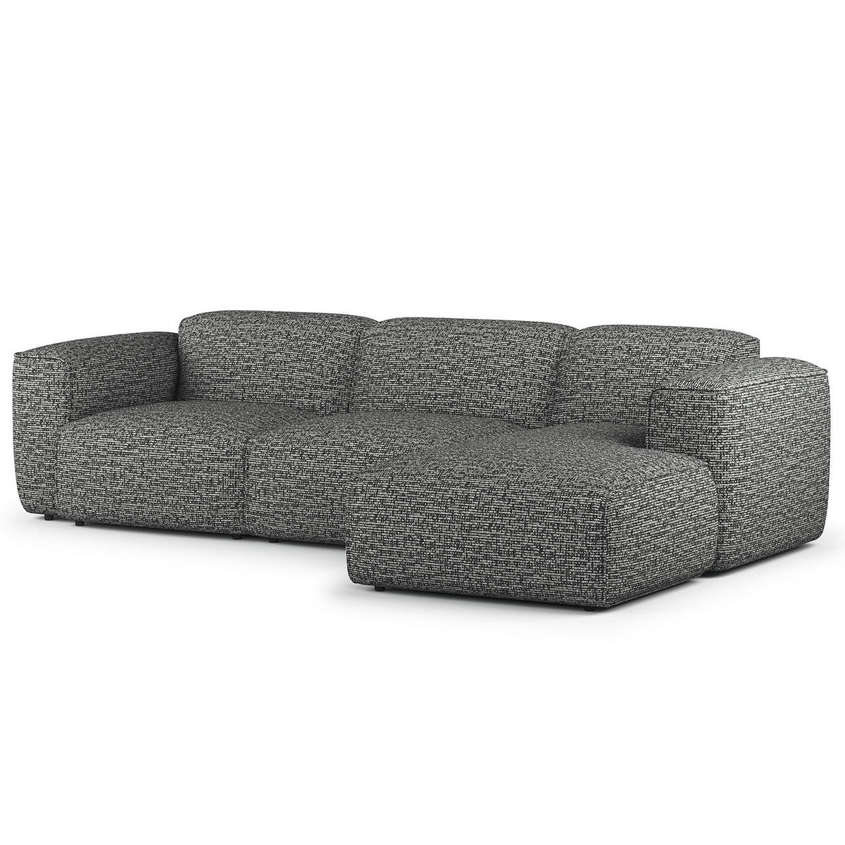 3-SITZER ECKSOFA mit Longchair - Schwarz/Grau, Kunststoff/Textil (284/173cm) - home24