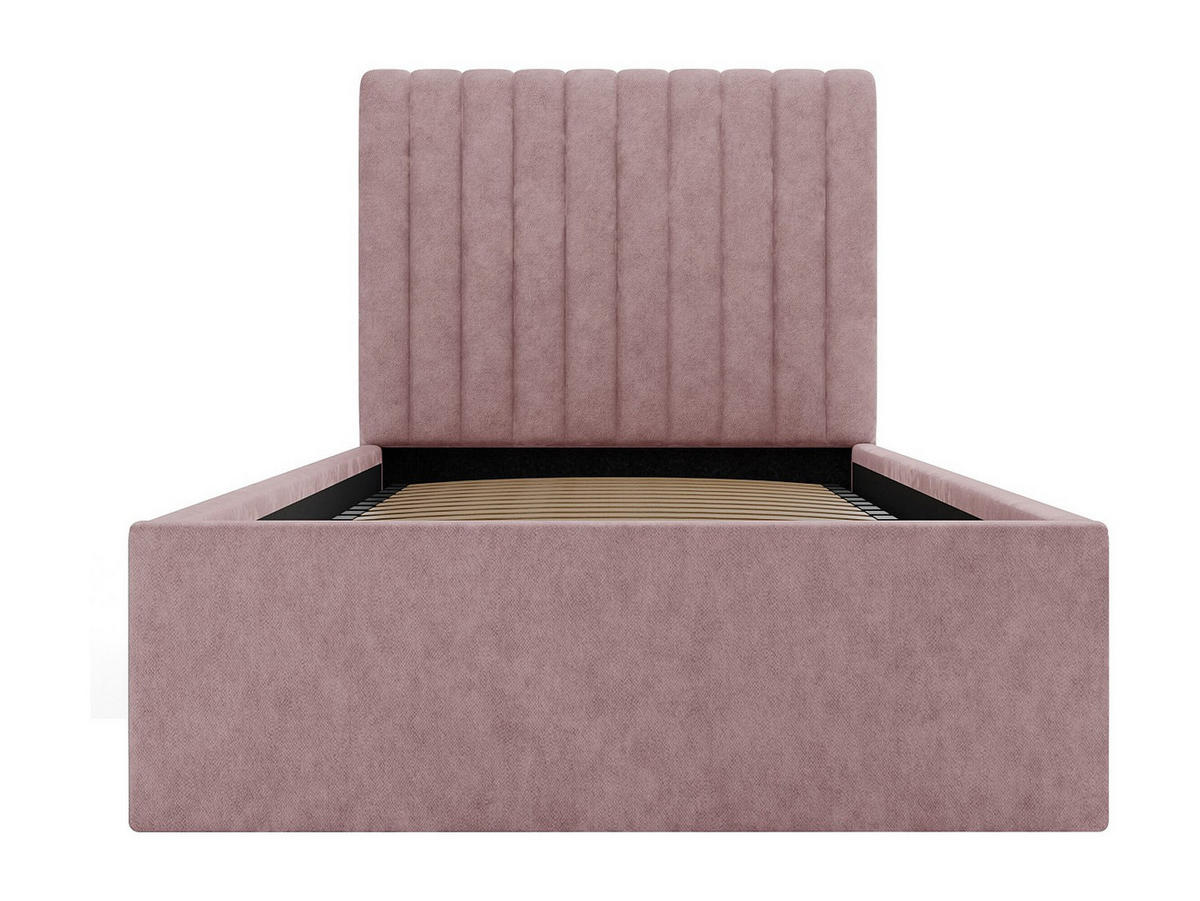 BETT mit Bettkasten - 1 Person - Stoff - Rosa - Pink, Textil (90/190cm) - Vente-Unique