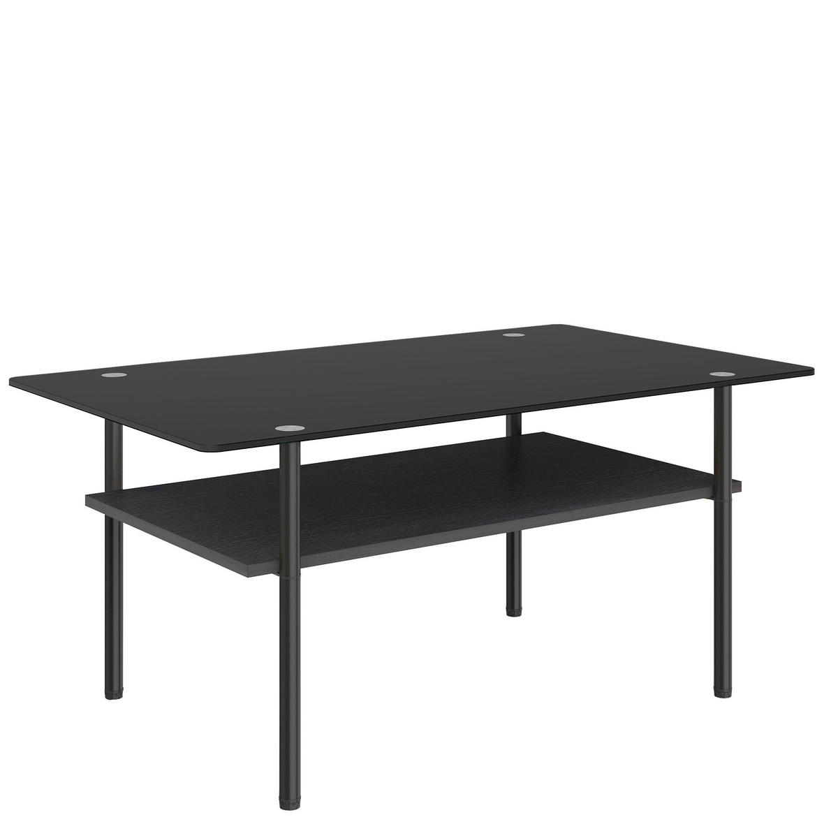 COUCHTISCH DE-37418 rechteckig mit schwarzer Glasplatte Schwarz - Schwarz, Metall (98/58/45cm) - ComfortXL