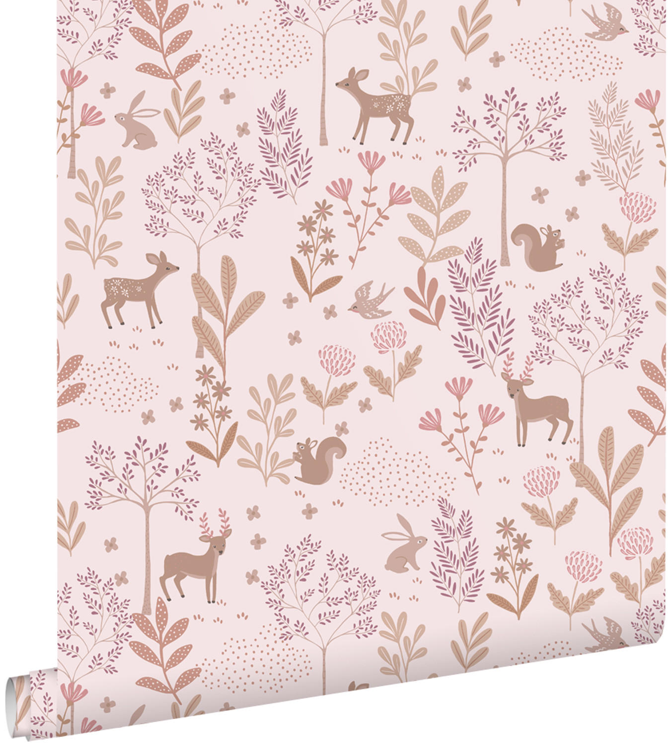 TAPETE Wald mit Waldtieren 50 x 900 cm - Lila, Papier (50/0.1cm) - ESTAhome