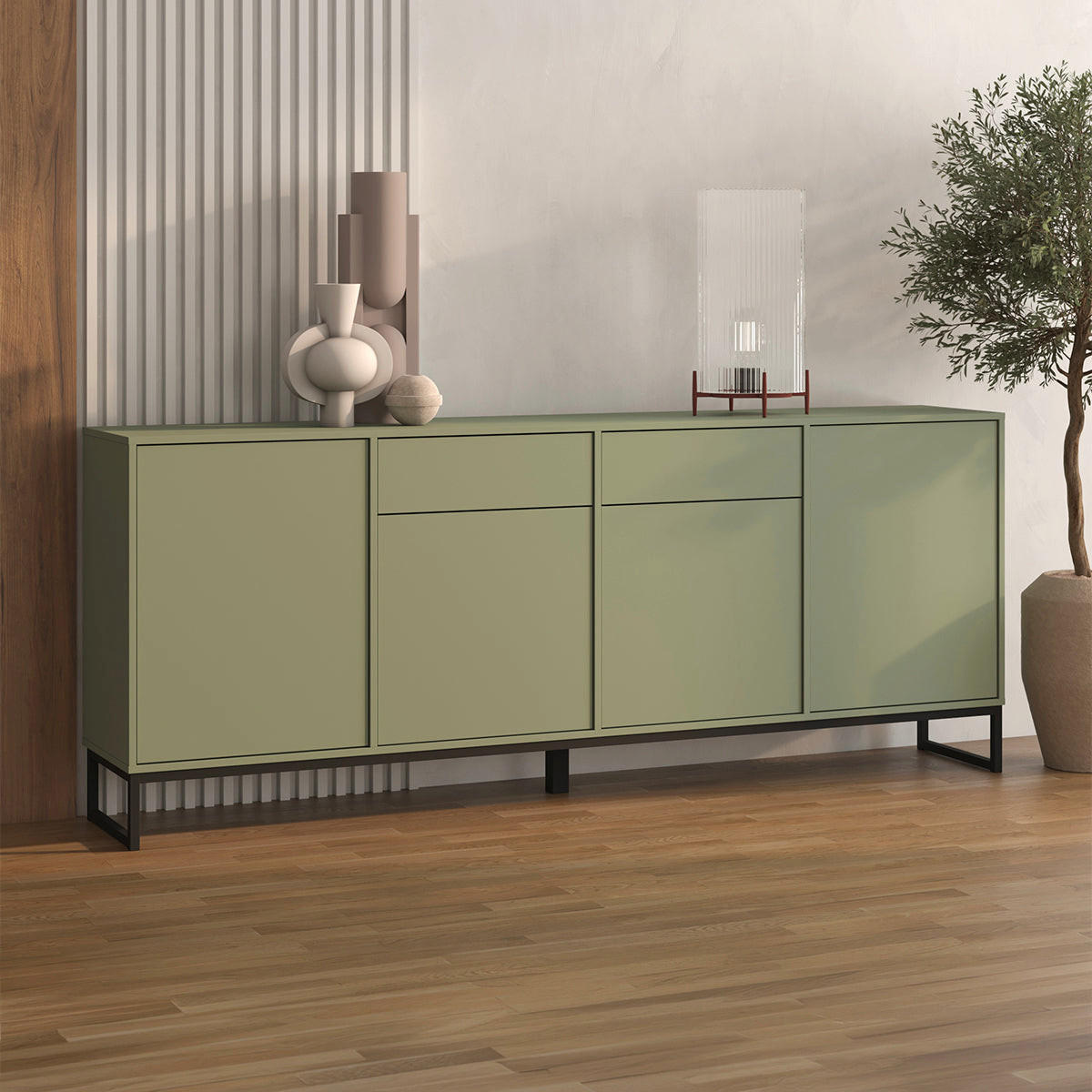 SIDEBOARD Loa Grün - Grün, Holzwerkstoff (208.5/83.5/36.5cm) - Petits-meubles
