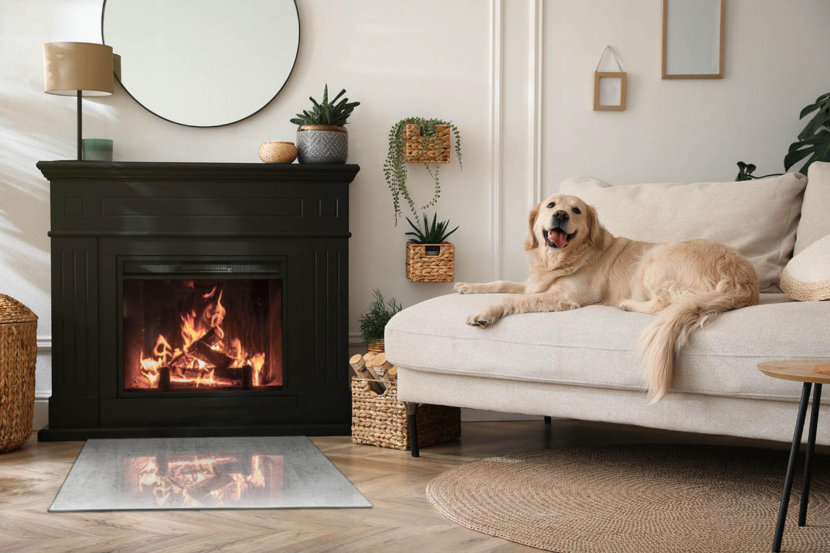 GLASPLATTE für Kamin 80x60 cm Grau - Grau, Glas (80/60/0.4cm) - ArtPrintCave