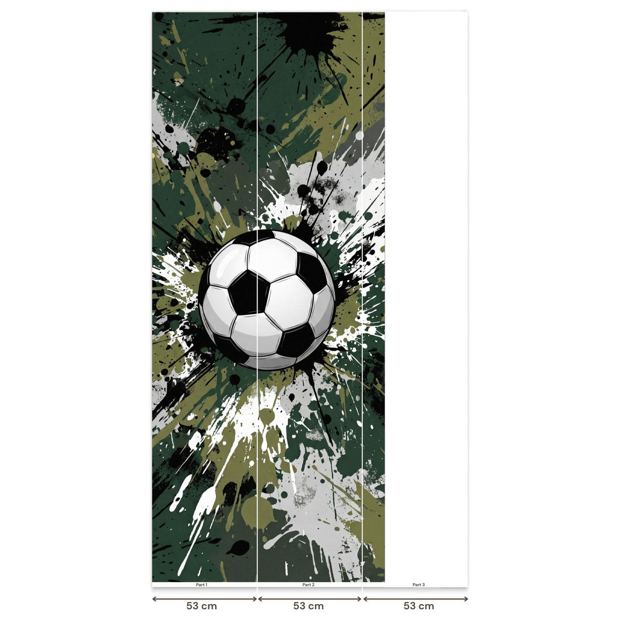 KINDERTAPETE - Fußball - Farbe - Spritzer - Grün - 120x300 cm - Dunkelgrün, Papier (120/300cm) - OnlyWow