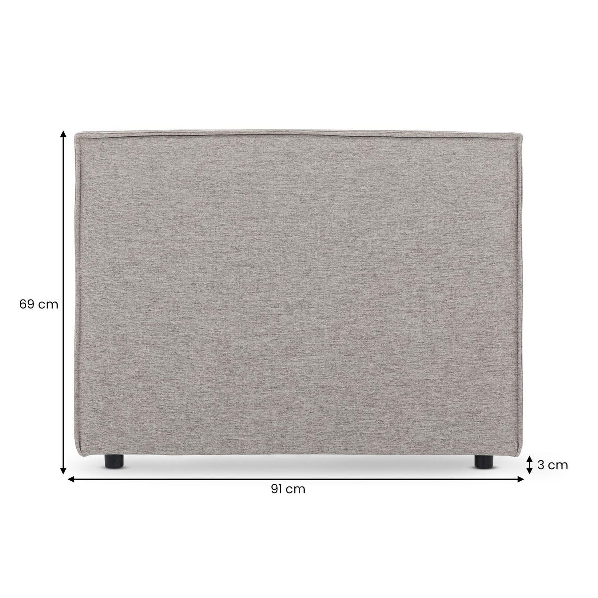 KOPFTEIL ANISA 90x190 cm grau - Grau, Textil (91/69/6cm) - IDIMEX