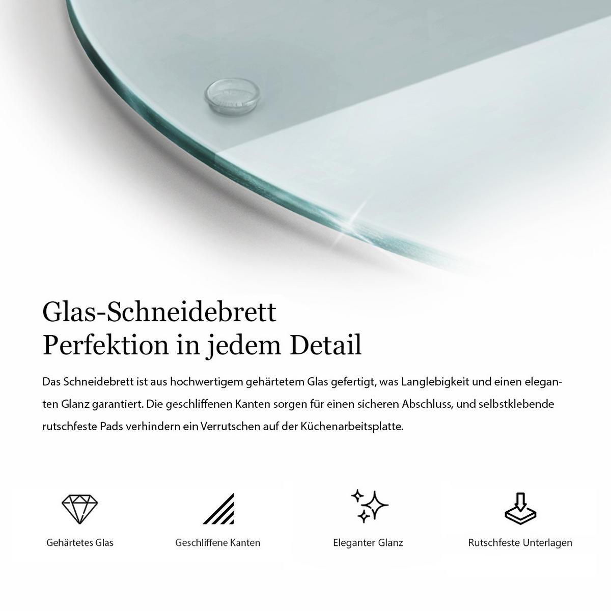 SCHNEIDEBRETT 40cm Transparent - Transparent, Glas (40/40/0.4cm) - Wallfluent