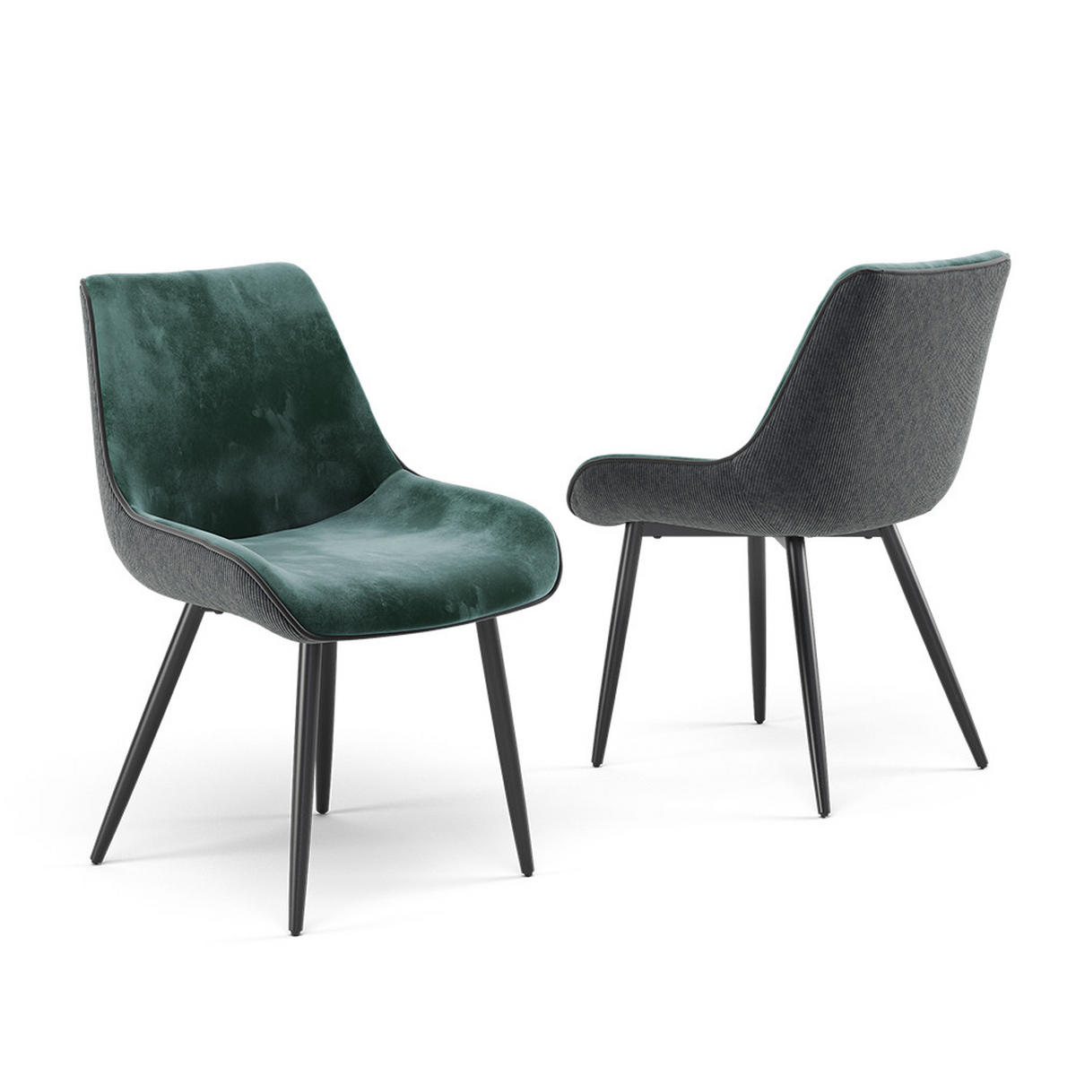 ESSZIMMERSTUHL Eleganza Grün 2er Set - Dunkelgrün, Metall (53.5/85/59cm) - Vicco