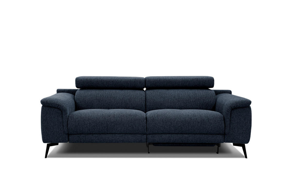 RELAXSOFA FIERO 3-Sitzer mit 1 Relaxfunktion, dunkelblau - Schwarz/Dunkelblau, Holzwerkstoff/Textil (212/82/103cm) - Courtois Laville