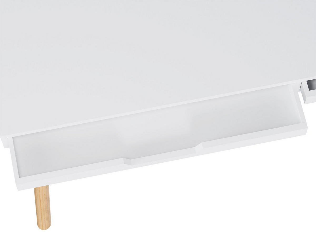 SCHREIBTISCH 140/60/75 cm Holz weiß - Eukalyptusholzfarben/Weiß, Holz (60/140/75cm) - CLP