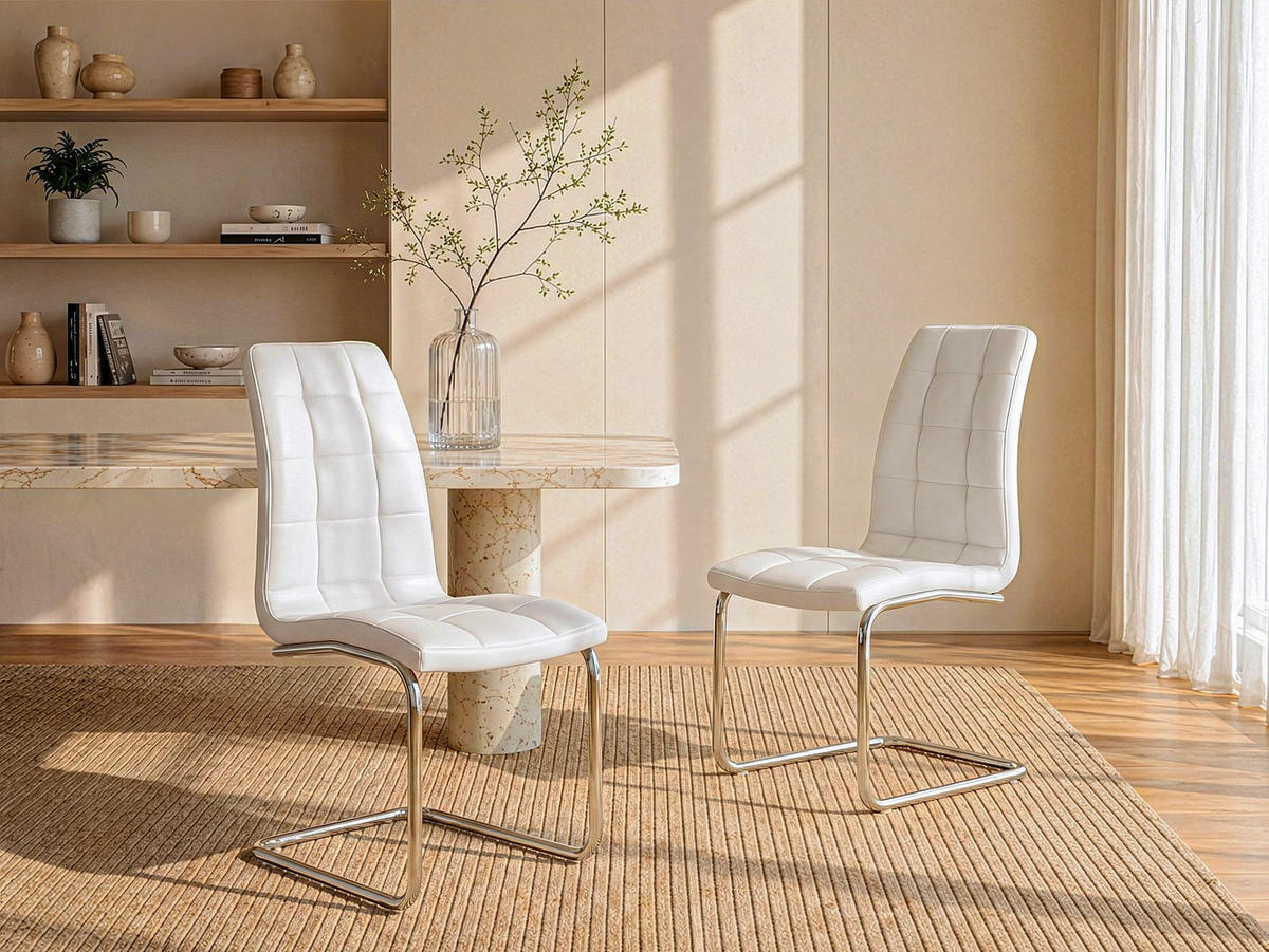 STUHL - 43 cm x 60 cm - kunstleder - weiß Nadya - Weiß, Leder (43/100/60cm) - Vente-Unique