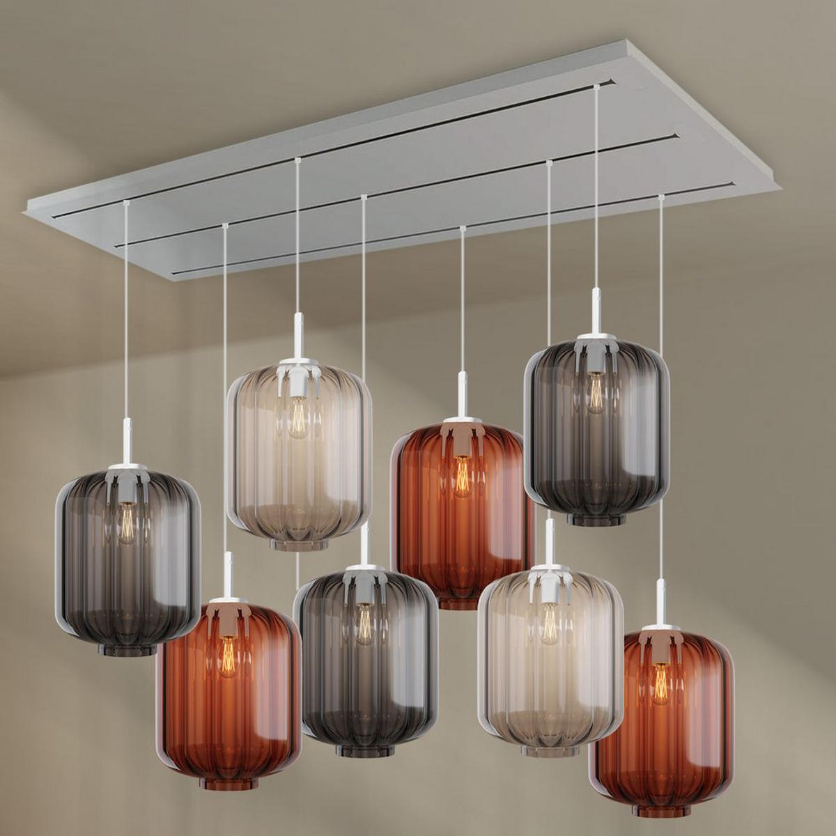 HÄNGELEUCHTE Velo 8-flammig Mehrfarbig Ø 25cm - Multicolor/Weiß, Glas (25/25/27cm) - s.luce