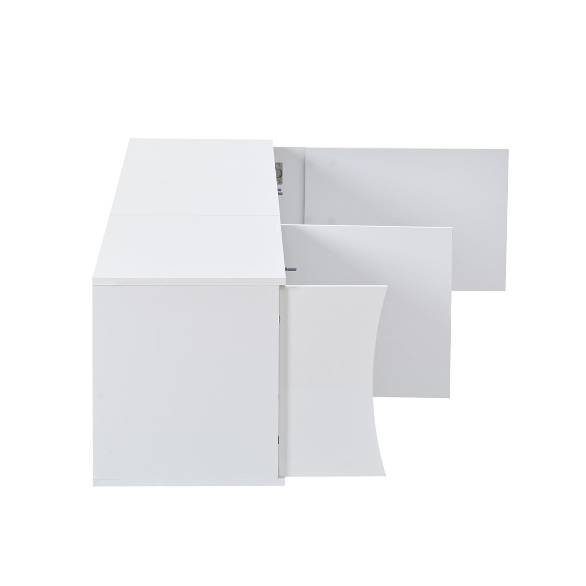 TV-ELEMENT 180/40/45 cm mit LED-Beleuchtung, Glastüren und Stauraum - Weiß, Holzwerkstoff (40/45/180cm) - Korfee