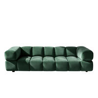 SOFA 4-Sitzer, Couch, Veloursstoff Bluvel, Grün, Averro - Grün, Holz (280/70/96cm) - Kaiser Möbel