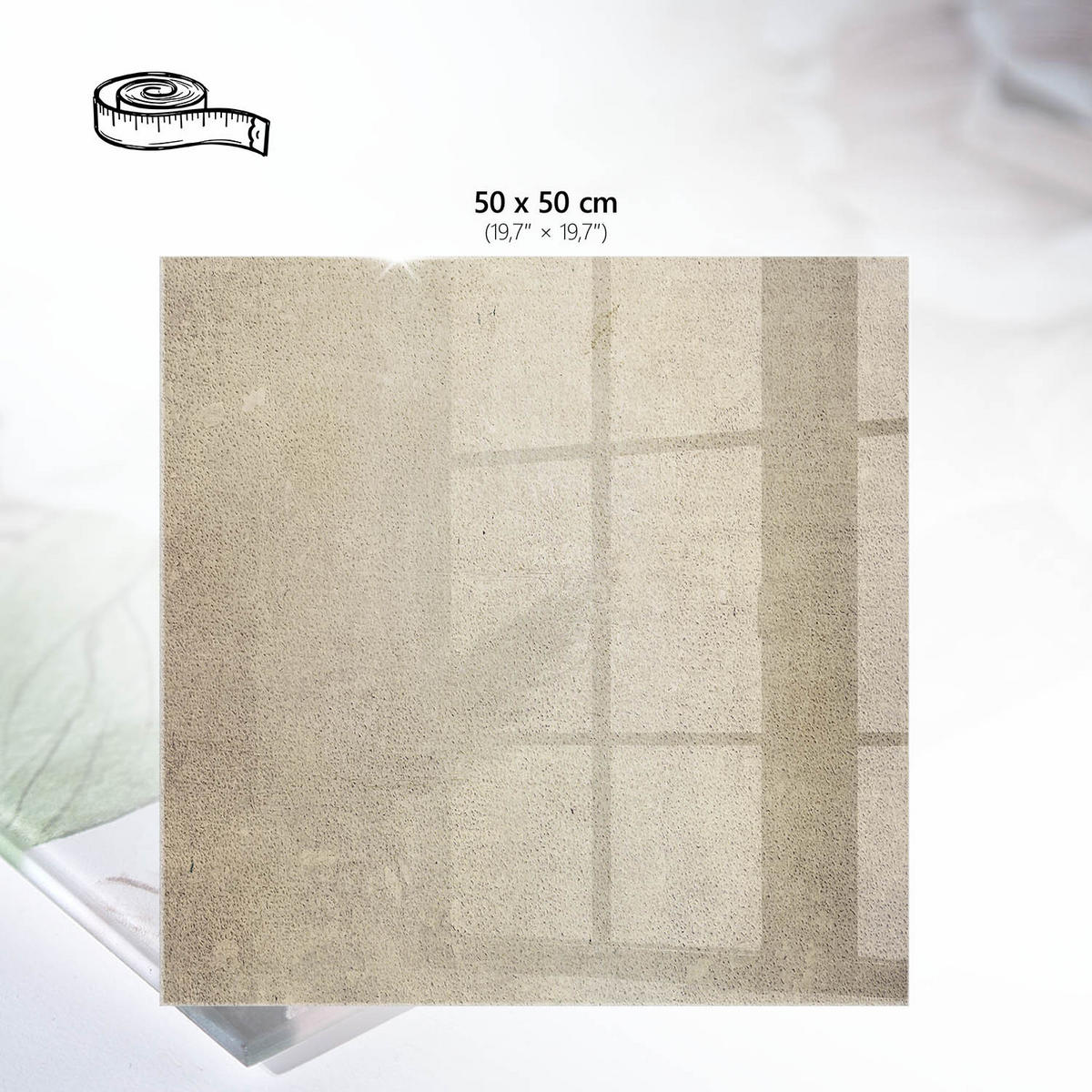 TISCHPLATTE 50x50 cm – Warme Textur - Grau, Glas (50/50/0.4cm) - Wallfluent