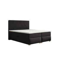 BOXBETT LUPIN, 180 x 200 cm, Double Bed für Schlafzimmer, Elegant Matratze und Bettkasten, Schwarz - Schwarz, Holz/Textil (180/200cm) - Trada