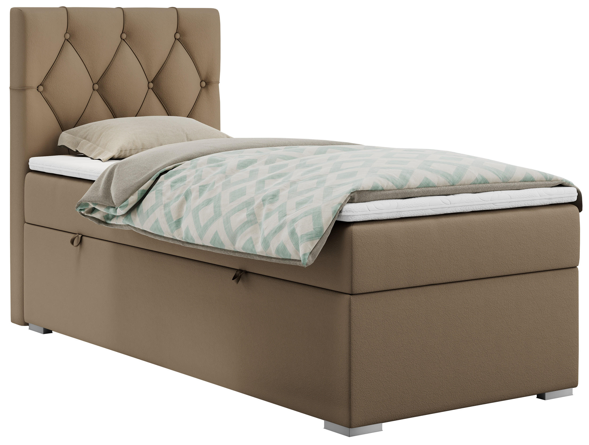 BOXBETT ALDA 90/200 Braun Kunstleder - H4 - Links Seite - Braun, Holz/Textil (90/200cm) - MKS