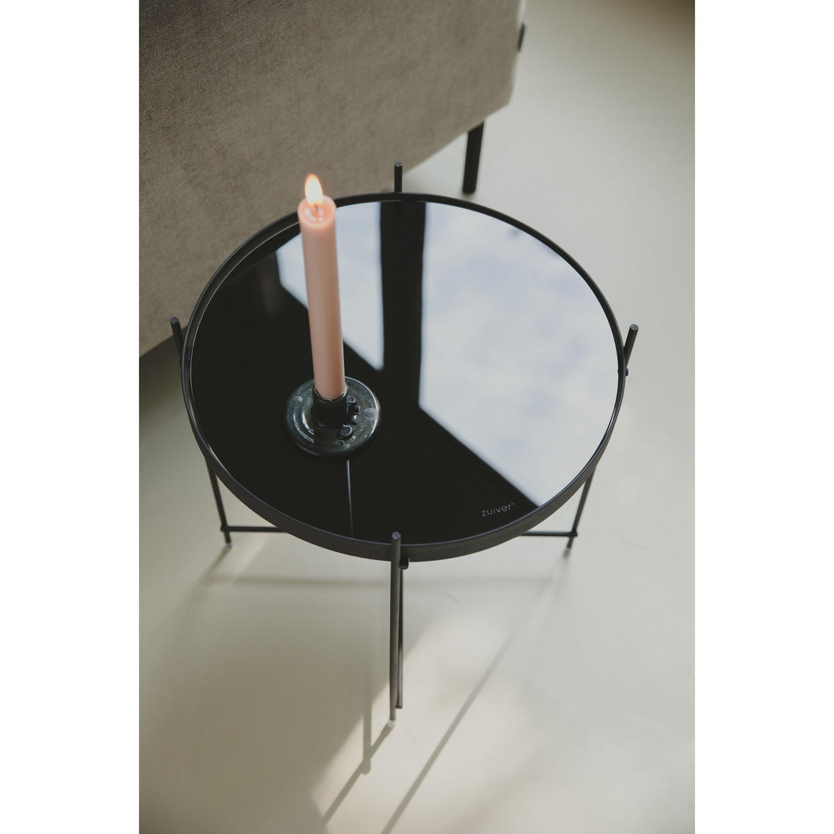 BEISTELLTISCH Cupid Rund 43 cm Schwarz - Schwarz, Glas (43/43/45cm) - Zuiver