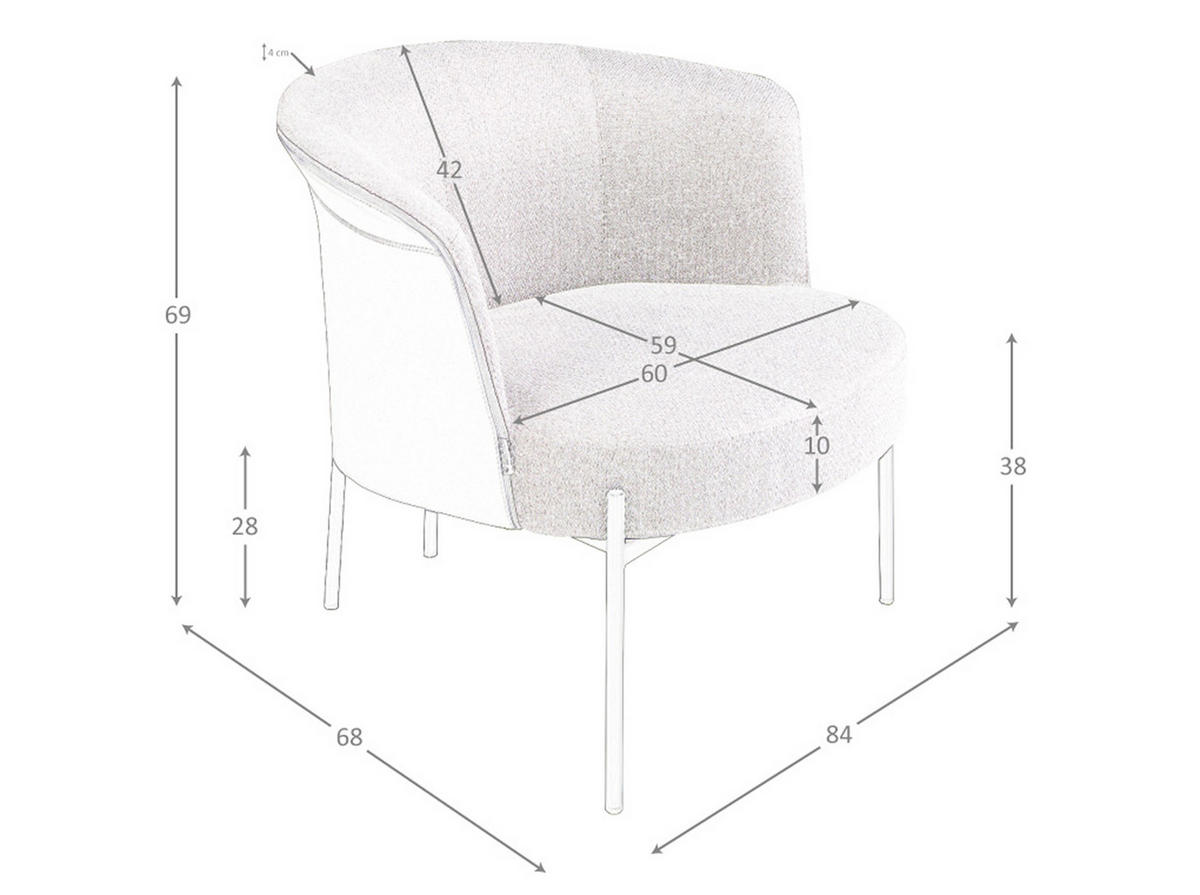 SESSEL Grau Schwarz 84/68/69 cm - Schwarz/Grau, Textil (84/69/68cm) - ANGEL CERDA