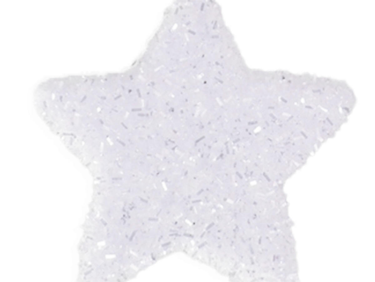 WEIHNACHTSBAUMSCHMUCK Stern mit Glitzer weiß 10 cm - Silberfarben/Weiß, Kunststoff (15/5/15cm) - LAALU