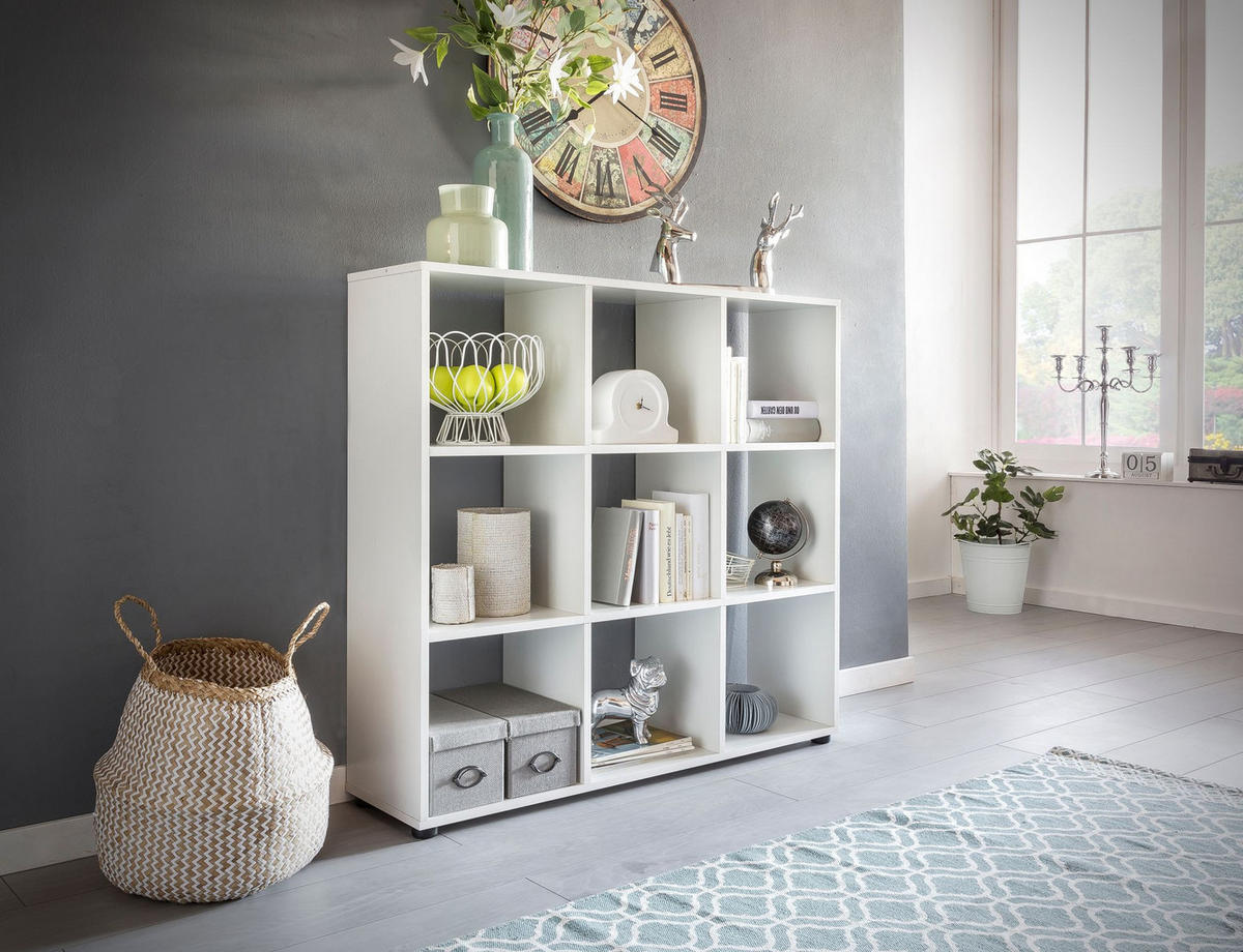 BÜCHERREGAL – Weiß, 8 Fächer, kratzfest, Raumteiler - Weiß, Holz/Kunststoff (108/104/29cm) - KADIMA DESIGN
