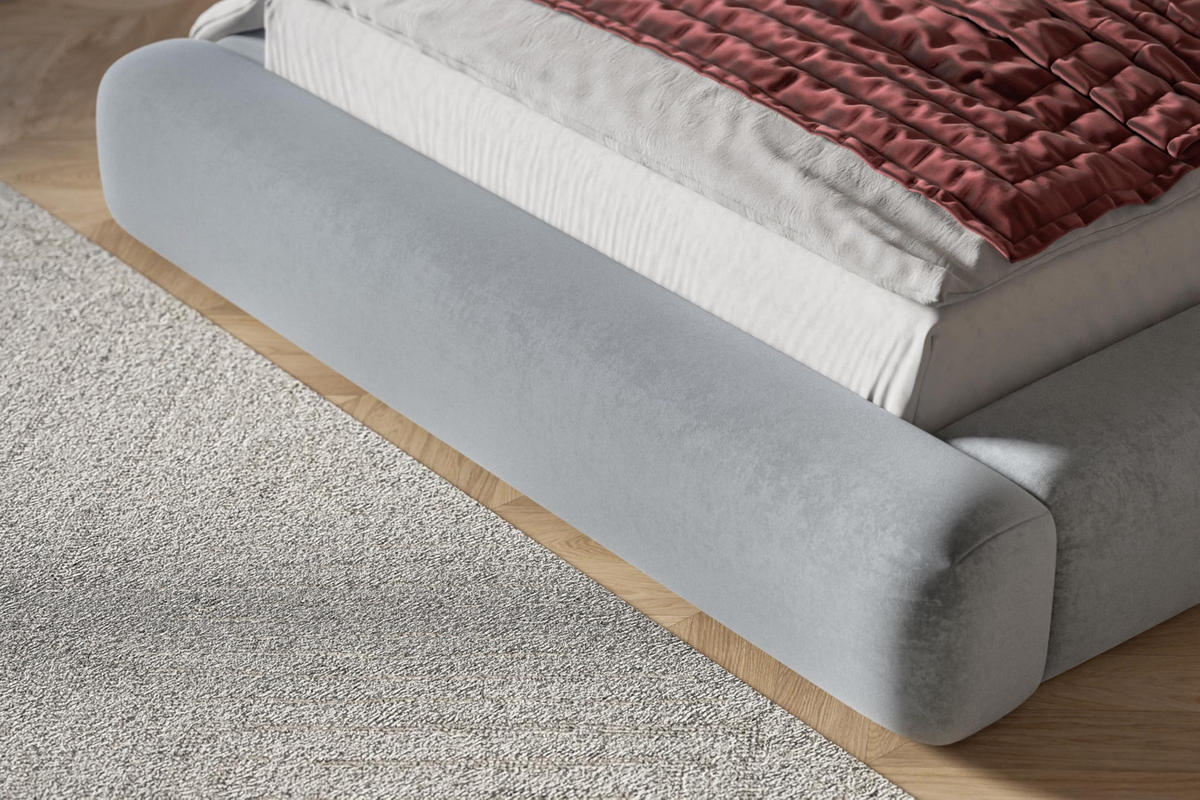 BETT 140x200 - Polsterbett mit Bettkasten und Metallrahmen - Modern Bett - Eleganter Catch Me-Stoff - Kollektion Alva Maxi - Weiß - Weiß, Holz/Textil (140/200cm) - Alpi-Möbel