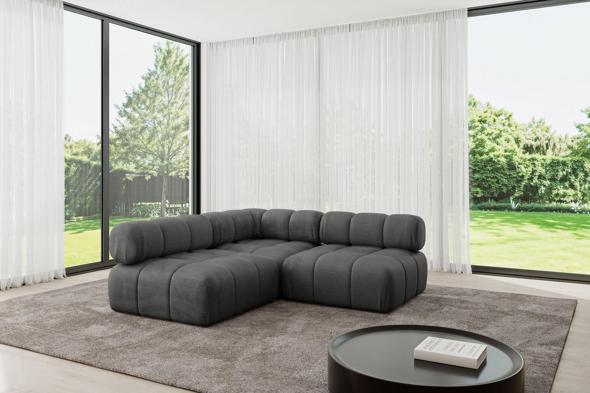 ECKSOFA modulares Sofa Samaro-L1 - 190x190x70 cm Dunkelgrau Velours - Dunkelgrau, Holzwerkstoff/Textil (190/190cm) - ALTDECOR