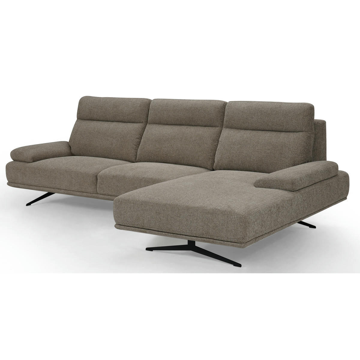 ECKSOFA Webstoff Braun - Schwarz/Braun, Textil/Metall (304/176cm) - Furnhouse